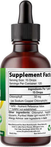 Best Naturals 2 Packs Liquid Chlorophyll Drops - 50 mg - 120 Servings Per Glass Bottle - 2 FL OZ