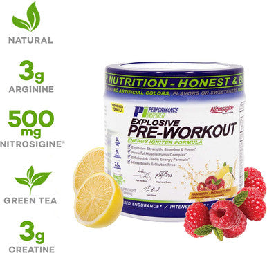 Performance Inspired Nutrition PreWorkout Powder All Natural G Vegan Formula Contains Citrulline Nitrosigine Green Tea Arginine Beta Alanine Raspberry Lemonade 23.84 Ounce