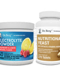 Dr. Berg's Keto Combo - Electrolyte Powder Raspberry & Lemon Hydration Drink Mix Supplement Boosts Energy & Keto-Friendly - Nutritional Yeast Tablets Non-Fortified Natural B12 All 8 B Vitamin Complex