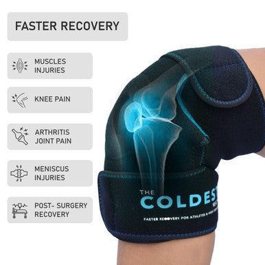 Coldest Knee Ice Pack Wrap Hot and Cold Therapy - Reusable Compression for Meniscus Tear Injury Recovery Sprains, Swelling Ice Packs After Surgery Rheumatoid Arthritis ICY Cold Brace - 2 Pack