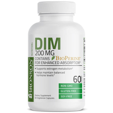 Bronson Dim Supplement 200 Mg Diindolymethane With Bioperine For Enhanced Absorption, Estrogen Metabolism & Maintains Balanced Hormone Levels, 60 Vegetarian Capsules