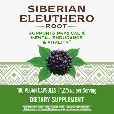 Nature'S Way Premium Herbal Siberian Eleuthero, 1,275 Mg Per Serving, 180 Vcaps