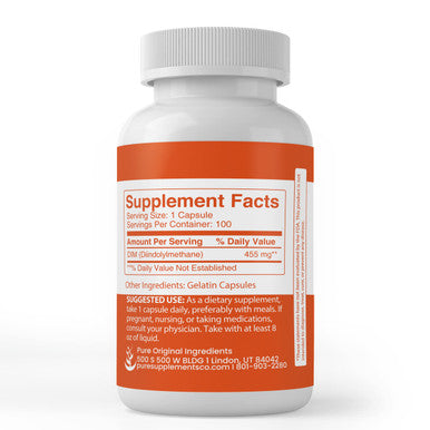 PURE ORIGINAL INGREDIENTS Dim Diindolylmethane (100 Capsules) Pure, Lab Verified, No Fillers