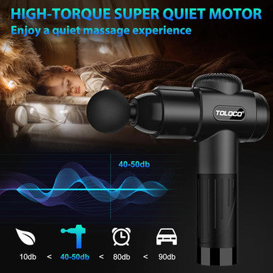 Toloco Massage Gun, Deep Tissue Back Massage For Athletes For Pain Relief, Percussion Massager With 10 Massages Heads & Silent Brushless Motor, Black