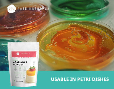 Kate Naturals Agar Agar Powder For Cooking & Petri Dishes. Vegan Gelatin Substitute Powder Unflavored For Gelatin Sheets & Halal (4Oz Vegetarian Plant-Based)