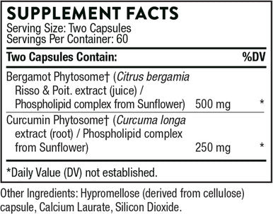 Thorne Metabolic Health - Gut Health Supplement To Aid Weight Management - Bergamot Supplement With Silicon Dioxide - Turmeric Supplement To Support Blood Health & Vessels - 120 Capsules