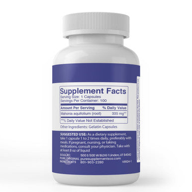 PURE ORIGINAL INGREDIENTS Oregon Grape Root, (100 Capsules) Always Pure, No Additives Or Fillers, Lab Verified