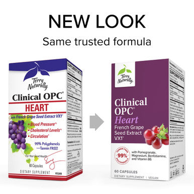 Terry ly Clinical OPC Heart - 60 Capsules, 2 Pack - 600 mg Grape Seed Complex - - Supports Overall Cardiovascular Function - Non-GMO, - 40 Total Servings