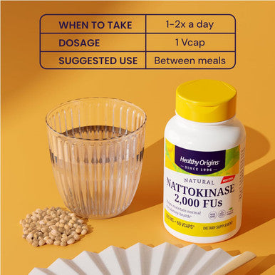Healthy Origins Nattokinase 2, 000 FU's Multi Vitamins, 100 Mg, 180 count, Pack of 1