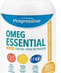 Progressive OmegEssential + Vitamin D Adult Fish Oil Supplement - 1,000 EPA + 550 DHA, 60 softgels | All natural, cold water, wild caught