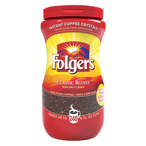 Folgers Instant Coffee Crystals, Classic Roast, 24 Ounces