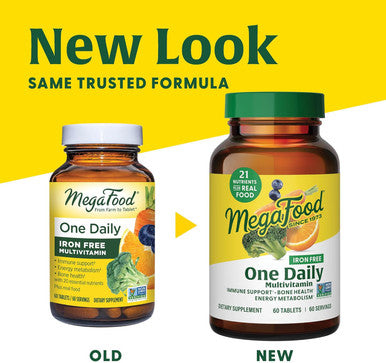 Megafood One Daily Iron Multivitamin - Multivitamin For Women And Men - With Real Food - Immune Support Supplement - Bone Health - Energy Metabolism - Vegetarian Non-Gmo No Iron - 60 Tablets