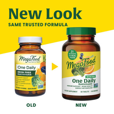 MegaFood One Daily Iron Free Multivitamin - Multivitamin For Women And Men - With Real Food - Immune Support Supplement - Bone Health - Energy Metabolism - Vegetarian; Non-Gmo; No Iron - 90 Tablets