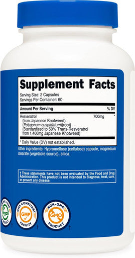 Nutricost Resveratrol 700Mg, 120 Capsules - Vegan, Gluten Free, Non-Gmo