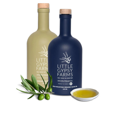 High Mountain Organic EVOO from Little Gypsy Farms | Extra Virgin Olive Oil from a Single Estate in Greece | First Cold-Pressed | High Polyphenols & Amino Acids | Non-GMO | 350ml