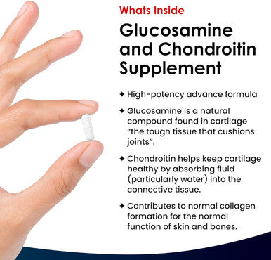 Glucosamine And Chondroitin High Strength - Enriched With Turmeric And Vitamin C - Glucosamine Sulphate Chondroitin Sulphate, Food Supplement - Contributes To The Normal Function Of Bones 365 Capsules