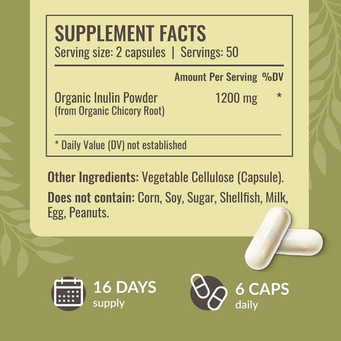 Herbamama Inulin Powder Capsules 1200Mg - Digestive Support & Gut Cleanse With Inulin Prebiotic Fiber - Vegan Non-Gmo Chicory Root Powder Supplement