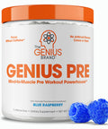 Genius Pre Workout Powder, Blue Raspberry - All- Nootropic Pre-workout & -Free Nitric Oxide Booster Supplement with Beta Alanine & Alpha GPC - No Flavors, Sweeteners, or Dyes