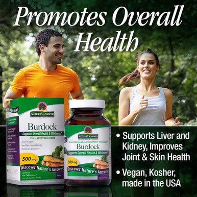 Nature'S Answer Burdock Root 500mg 90-Capsules | Natural Detoxifier | Promotes Blood Circulation | Joint & Skin Support | Liver & Kidney Function | Gluten- Non-GMO Vegan | Single Count