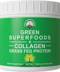 Greens Superfood + Grass Fed Collagen Peptides Powder - Ultimate Blend Of Best Tasting Green Superfood With Pure Pasture Raised