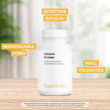 Supersmart Calcium Orotate Combined with Magnesium Orotate Strengthen Bones Help with Cramps Spasms Stress Relief Sleep Aid NonGMO Gluten Free 60 Vegetarian Capsules