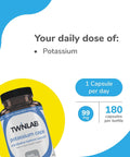 Twinlab Potassium Caps - Electrolyte Supplement For Muscle Heart & Tissue Health - 180 Capsules 99 Mg