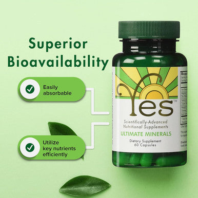 Yes Ultimate Minerals Supplement 60Ct For Mineral Deficiency Support: Iron, Magnesium, Zinc, Selenium, Copper, Manganese, Chromium, Boron. (Vegetable Capsule)
