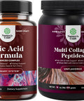 Bundle of Uric Acid Vitamins and Hydrolyzed Collagen Peptides Protein Powder - Provides Support for Muscle Recovery and Kidney Support - Provides Vitamins for Faster Hair Growth