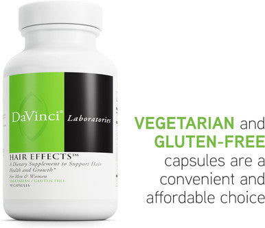 Davinci Labs Hair Effects - Dietary Supplement To Support Healthy Hair Growth And Skin - With Biotin, Zinc, Copper, Saw Palmetto And Grape Seed Extract - Gluten-- 90 Vegetarian Capsules