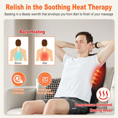 Back Massager With Heat For Pain Relief Deep Tissue, Portable Massage Chair Cushion And Seat Pad For Office/Home Gifts For Men & Women