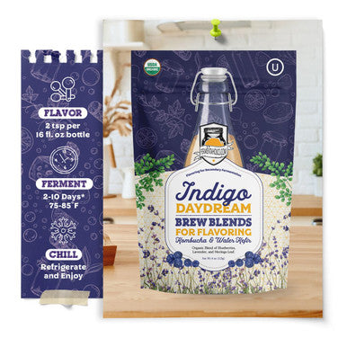 Fermentaholics Organic Indigo Daydream Brew Blends: Secondary Fermentation Flavoring For Kombucha Water Kefir And Other Fermented Drinks