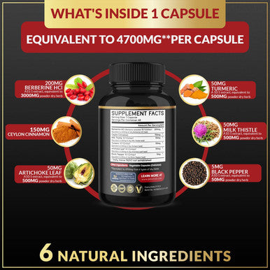Berberine Supplement 4700mg High Potency with Ceylon Cinnamon Turmeric Cardiovascular Gastrointestinal Immune Support Berberine HCl Supplement Pills