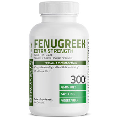 Bronson Fenugreek Seed Powder Capsules Extra Strength, Trigonella Foenum-Graecum, Non-Gmo, Soy-Free, Vegetarian, 300 Capsules