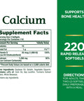 Nature's Bounty Calcium 1200 Mg With Vitamin D3 Bone Health & Immune Support 1000 Iu 220 Softgels