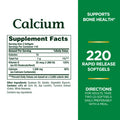 Nature's Bounty Calcium 1200 Mg With Vitamin D3 Bone Health & Immune Support 1000 Iu 220 Softgels