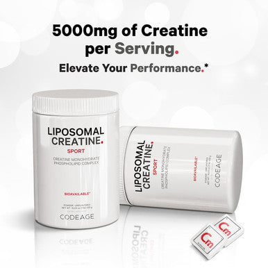 Codeage Liposomal Creatine Powder Supplement - 3-Month Supply - 5000mg Creatine Monohydrate Pre Workout & Post Workouts - Unflavored Creatine Pure Creatine Powder Creatinine for Sports - 90 Servings
