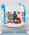 5% Nutrition Rich Piana AllDayYou Shred BCAA Powder | Amino Supplement for Weight Loss | E Fat Burning Pre Workout for Energy, Hydration, Endurance & Recovery (Blueberry Lemonade)