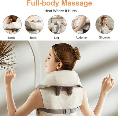 Mekk Shiatsu Neck Massager With Heat, Cordless Deep Tissue 4D Expert Kneading Massage Pillow For Neck, Back, Shoulder, Traps, Back And Leg Pain Relief, Gifts For Men Women Mom Dad