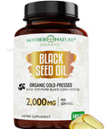 Mother Nature Organics Superfoods for Organic Living Organic Black Seed Oil Capsules - 3 Month Supply - 180 Count (2000Mg Per Serving) High Potency, Organic Cold Pressed Nigella Sativa Oil (Non-Gmo)