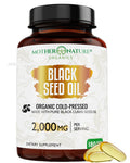 Mother Nature Organics Superfoods for Organic Living Organic Black Seed Oil Capsules - 3 Month Supply - 180 Count (2000Mg Per Serving) High Potency, Organic Cold Pressed Nigella Sativa Oil (Non-Gmo)