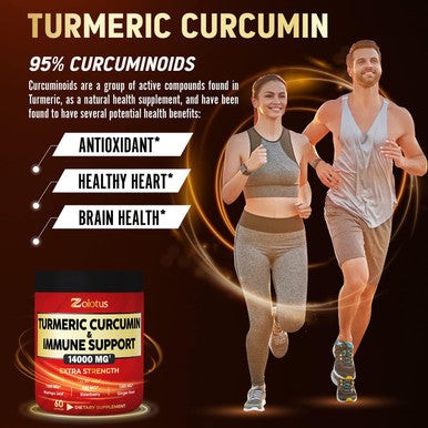 Turmeric Curcumin & Immune Support, 95% Curcuminoids, Equivalent to 14000mg, with Ginger, Garlic Bulb, Elderberry, Quercetin, Joint Inflammatory & Absorption Support, Immune Defense Supplement.
