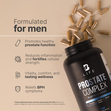 Prostate Supplement For Men 180 Caps With Saw Palmetto, Pumpkin Seeds Extract, Stinging Nettle. B Life Prostate Complex (Prostate Platinum)