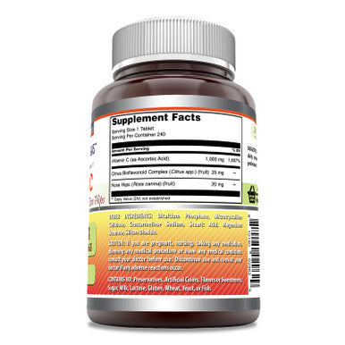 Amazing Formulas Vitamin C With Rose Hips And Citrus Bioflavonoids | 240 Tablets Supplement | Non-Gmo | Gluten Free | Made In Usa