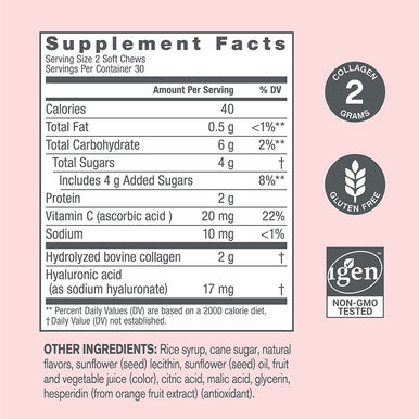 NeoCell Beauty Bursts Collagen Soft Chews, 2,000mg Collagen Types 1 & 3, Fruit Punch Flavor, 60 Count (Package May Vary)