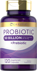 Carlyle Probiotics with Prebiotics | 120 Capsules | 50 Billion Active Organisms | Non-GMO & Gluten Supplement