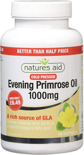 Natures Aid 1000 mg Cold Pressed Evening Primrose Oil 90 Capsules, 200 g