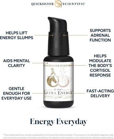 Quicksilver Scientific Ultra Energy - Liposomal Adaptogenic Adrenal, Energy + Cognitive Support Supplement With Rhodiola, Reishi, Ashwagandha For Women + Men (1.7Oz / 50Ml)