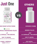Just One Daily Methylated Multivitamin - 60 Caps Pure Methyl B12, Methylfolate Mthfr Support Supplement Iron Methylated Vitamins For Men & Women 2 Months Supply Gluten Free