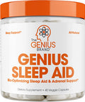 Genius Sleep AID Smart Sleeping Pills Adrenal Fatigue Supplement Relaxation Enhancer and Mood Support w/Inositol LTheanine Glycine 40 Capsules