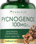 Carlyle Pycnogenol 100 mg | 30 Capsules | Non-GMO and Gluten Formula | French Maritime Pine Bark Extract Supplement